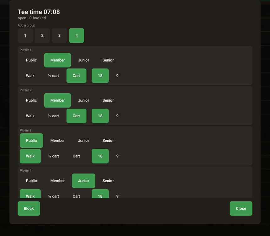 Four players in one slot, each priced on their own terms.
